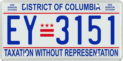 DC license plate EY3151