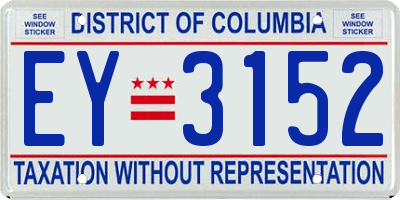 DC license plate EY3152