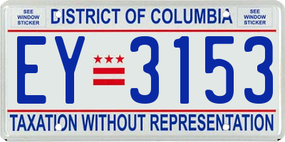 DC license plate EY3153