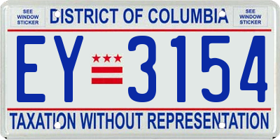 DC license plate EY3154