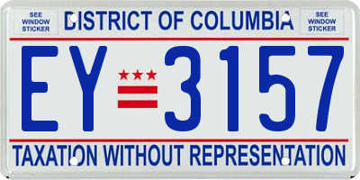 DC license plate EY3157