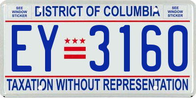 DC license plate EY3160