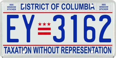 DC license plate EY3162