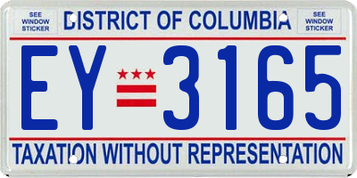 DC license plate EY3165