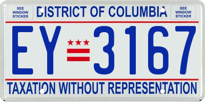 DC license plate EY3167