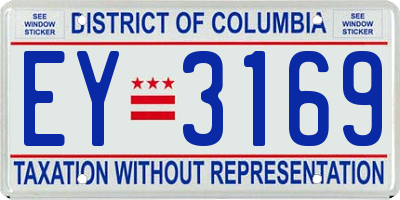 DC license plate EY3169