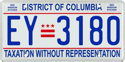 DC license plate EY3180