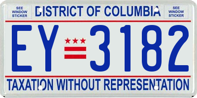 DC license plate EY3182