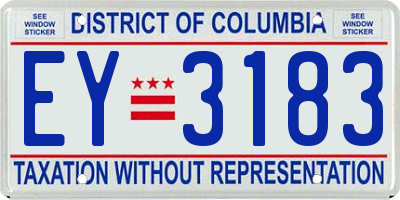 DC license plate EY3183