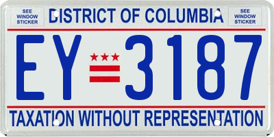 DC license plate EY3187