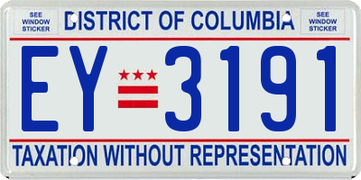 DC license plate EY3191