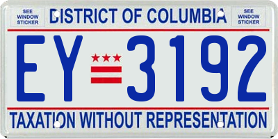 DC license plate EY3192