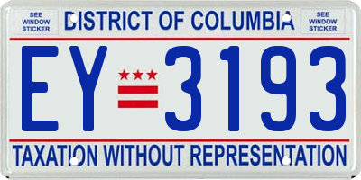 DC license plate EY3193