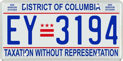 DC license plate EY3194