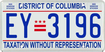 DC license plate EY3196