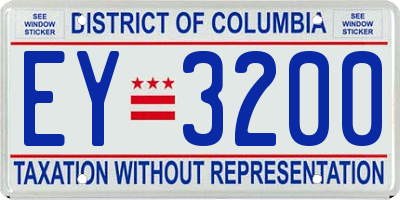 DC license plate EY3200