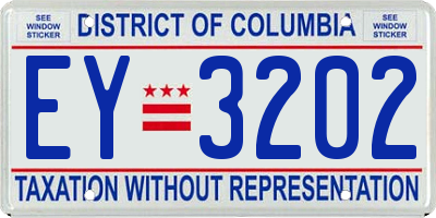 DC license plate EY3202