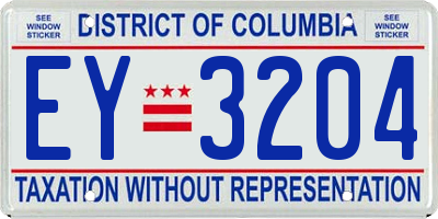 DC license plate EY3204