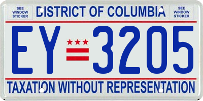 DC license plate EY3205