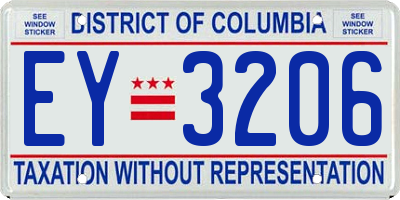 DC license plate EY3206