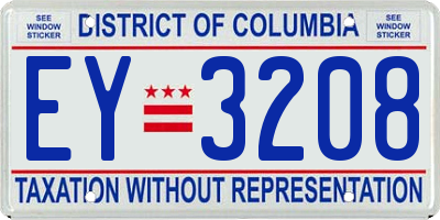 DC license plate EY3208