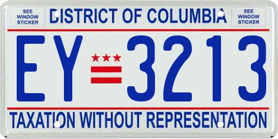 DC license plate EY3213