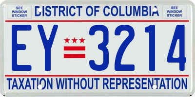 DC license plate EY3214