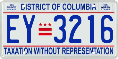 DC license plate EY3216