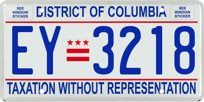 DC license plate EY3218