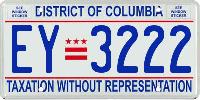 DC license plate EY3222