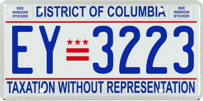 DC license plate EY3223