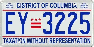 DC license plate EY3225