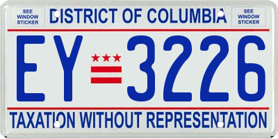 DC license plate EY3226