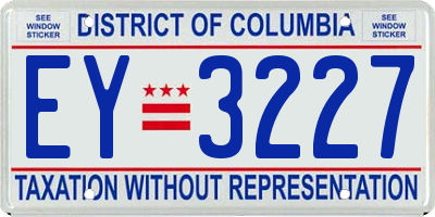 DC license plate EY3227