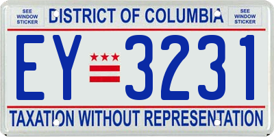 DC license plate EY3231