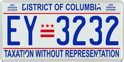 DC license plate EY3232