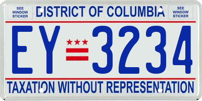 DC license plate EY3234