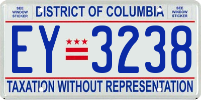 DC license plate EY3238