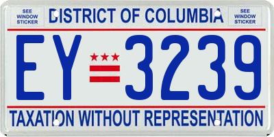 DC license plate EY3239