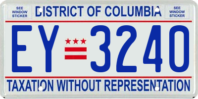 DC license plate EY3240