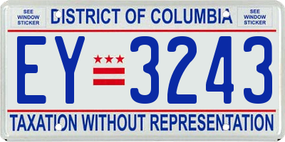 DC license plate EY3243