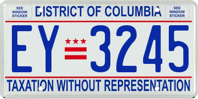 DC license plate EY3245