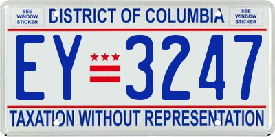 DC license plate EY3247