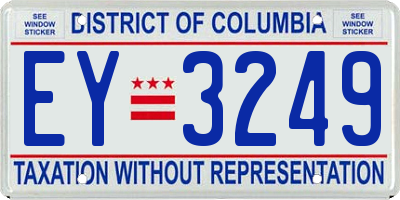 DC license plate EY3249