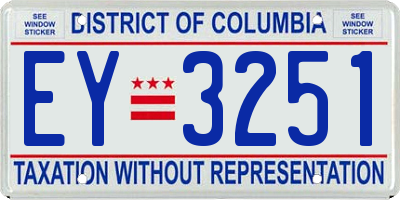 DC license plate EY3251