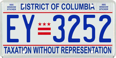 DC license plate EY3252