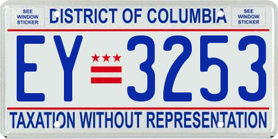 DC license plate EY3253