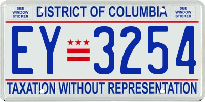 DC license plate EY3254