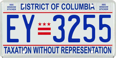 DC license plate EY3255