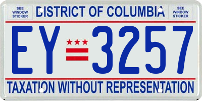 DC license plate EY3257